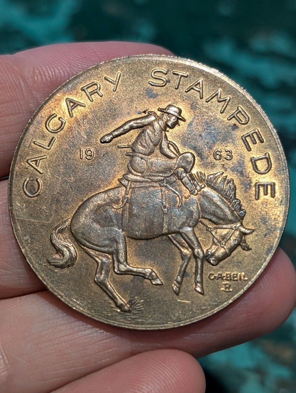 Vintage 1963 Calgary Stampede Bronze Souvenir Dollar Trade Token